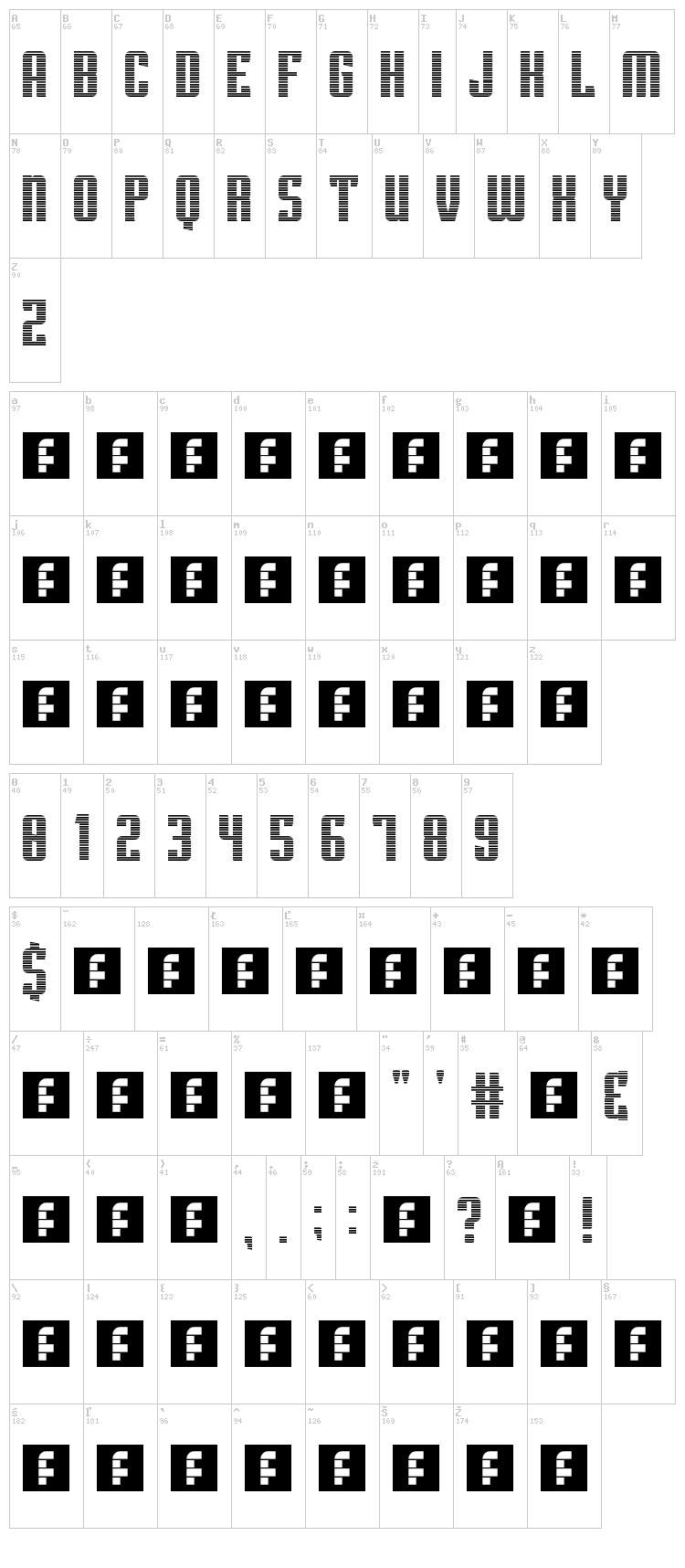 Superguns font map